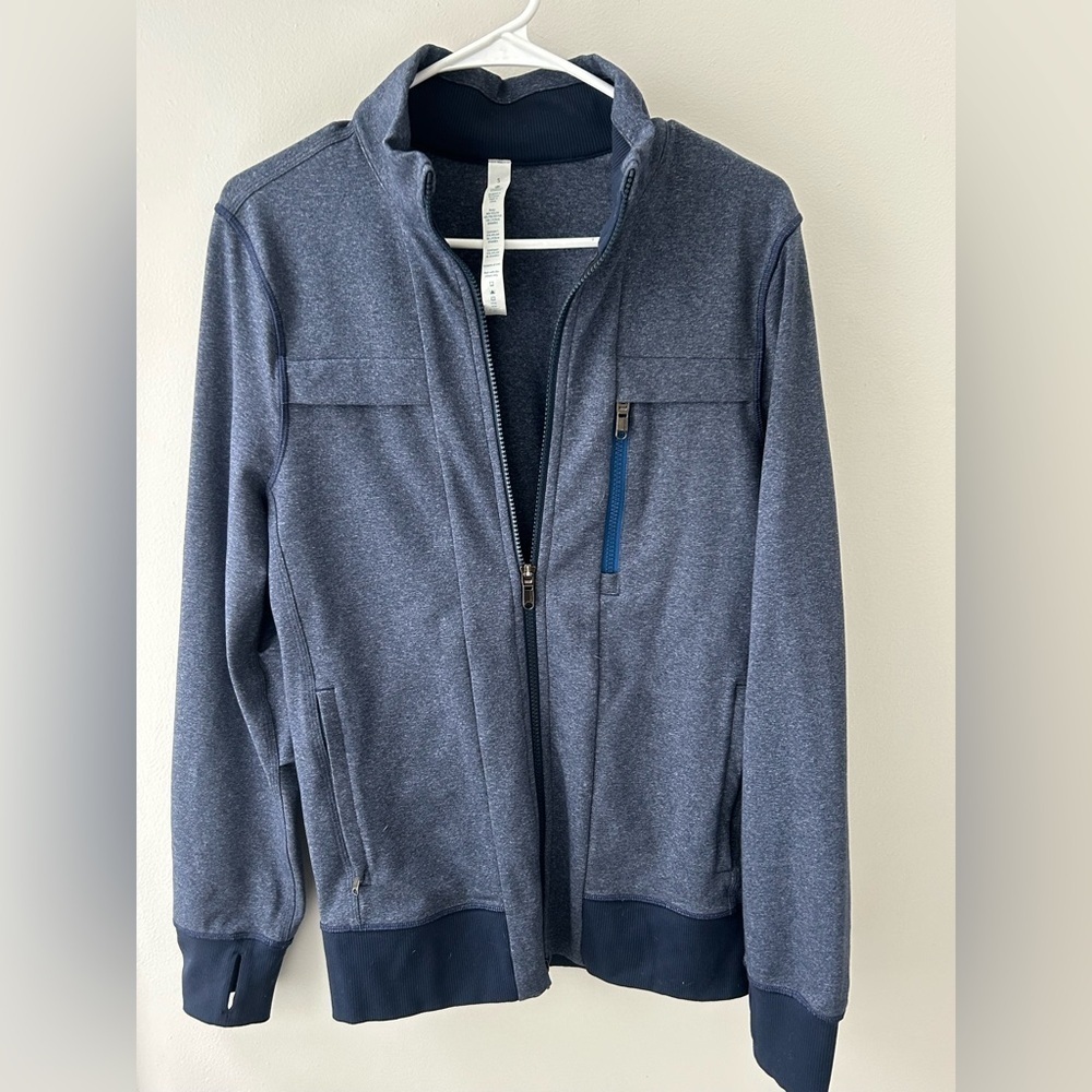 Men's Heathered  Blue Full-Zip Sweater sweatshirt Lululemon size small